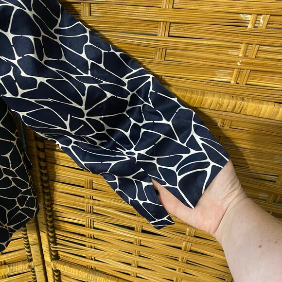 Pendleton Silk Cotton Navy White Abstract Print Blazer Jacket Size 8 - Picture 11 of 11